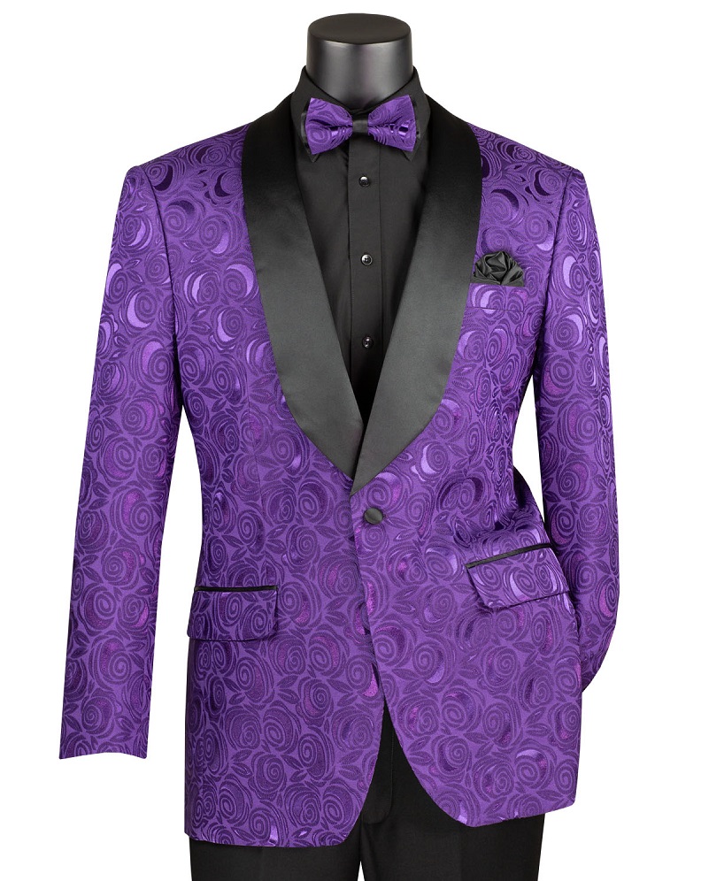 Floral Black and Purple Suit for Men