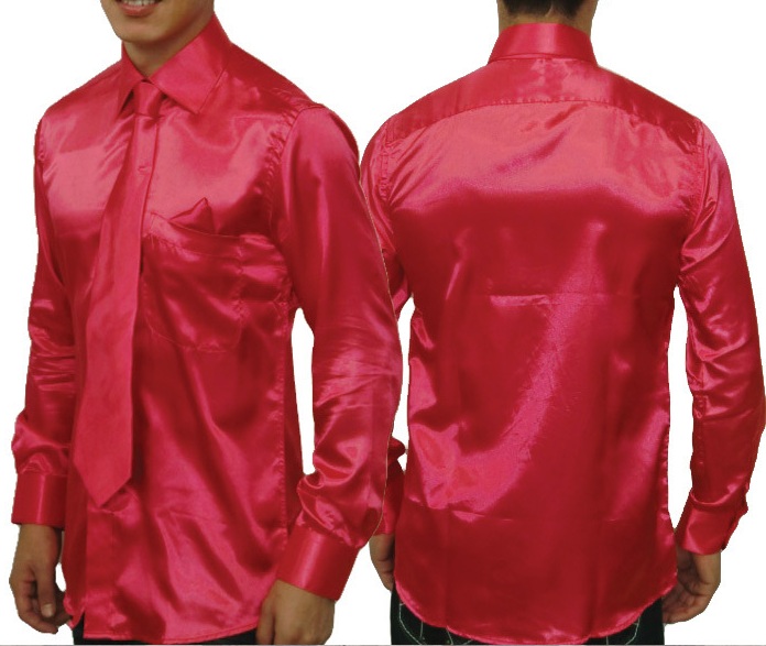 man wearing a mens shiny dress shirt from Contempo