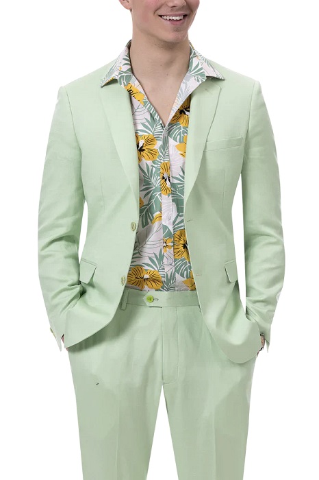 Mens linen suit in mint green by Ej Samuel