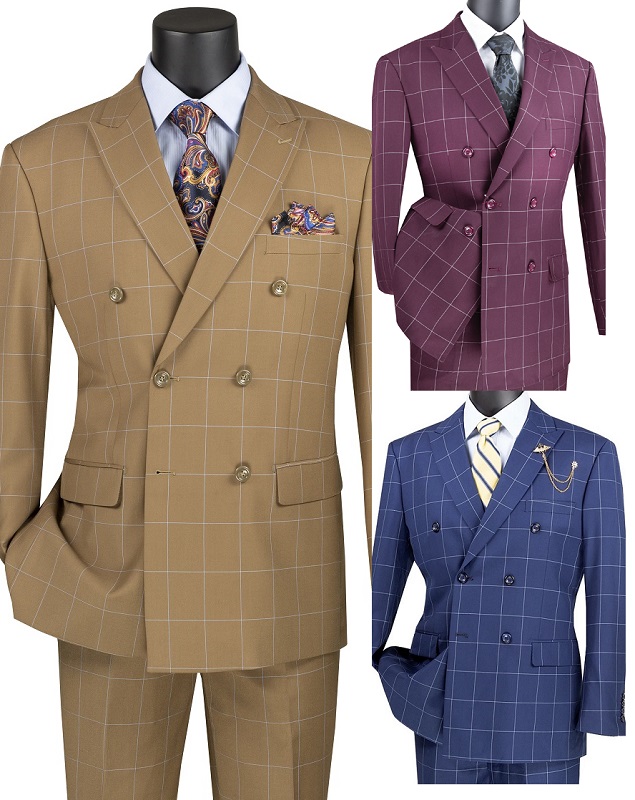 double breasted checker pattern suits