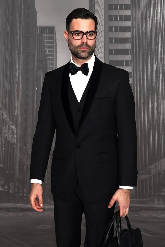 Statement encore v-black one button shawl Tuxedo